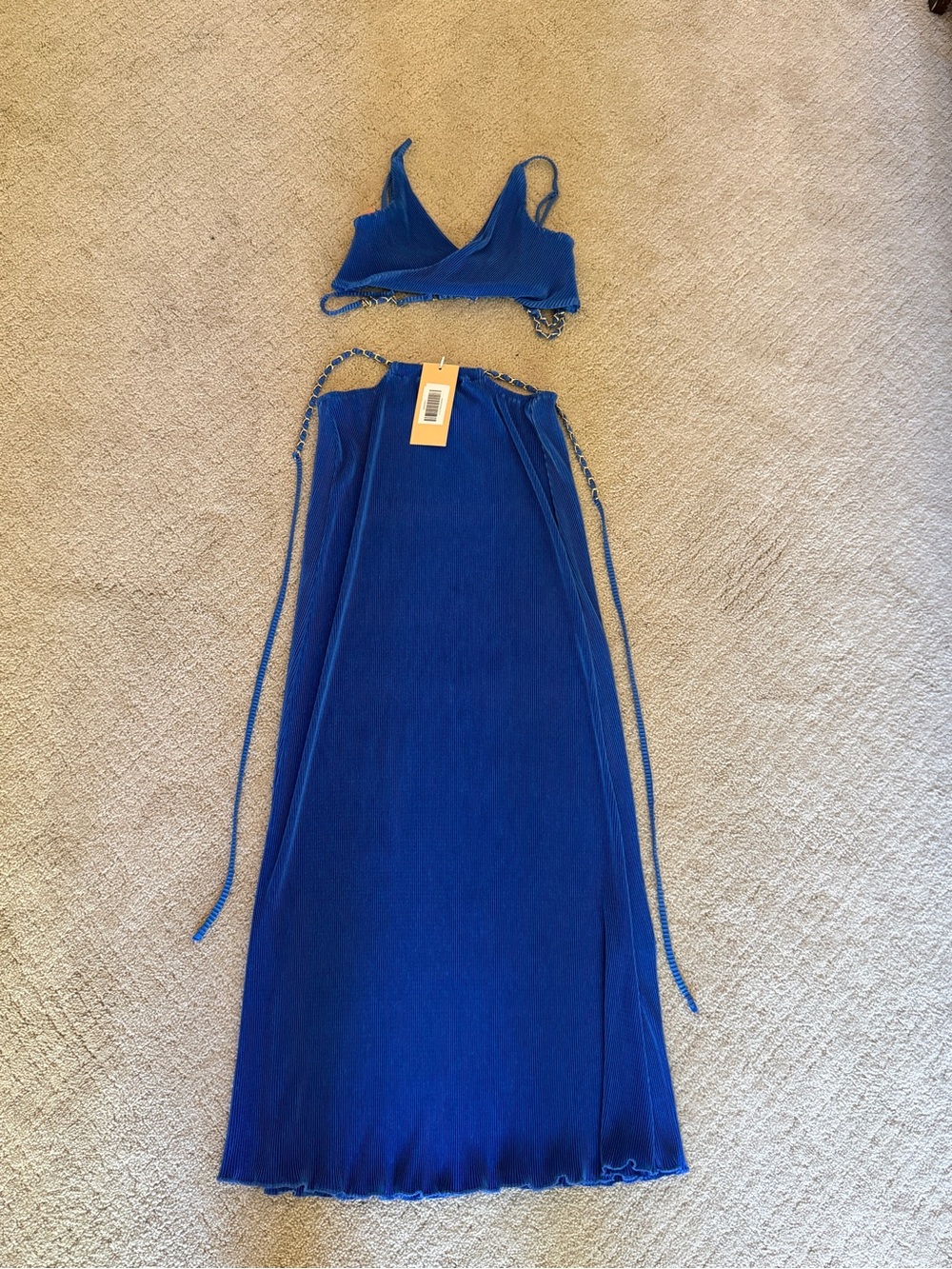 Women's Royal Blue Two-Piece Maxi Dress Set